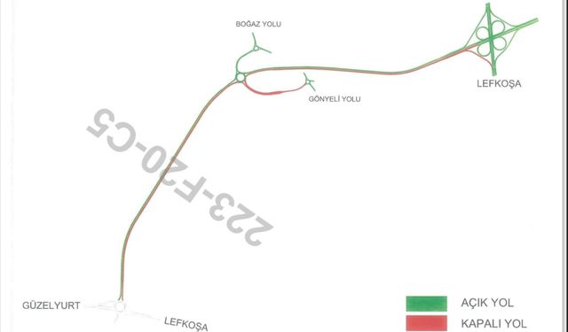 Lefkoşa Kuzey Çevre Yolunun bir kısmı 18.00’den itibaren trafiğe kapatılacak