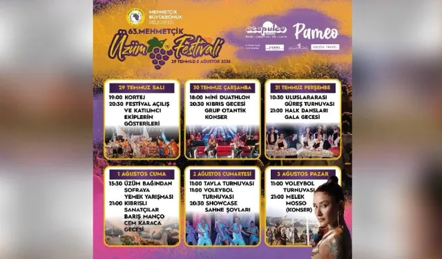 63. Mehmetçik Üzüm Festivali bugün başlıyor