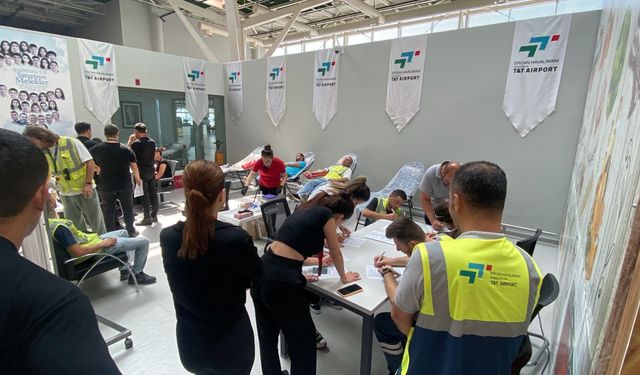 Ercan Havalimanı'nda “Her damla kan, bir candır” kan bağışı kampanyası yoğun ilgi gördü