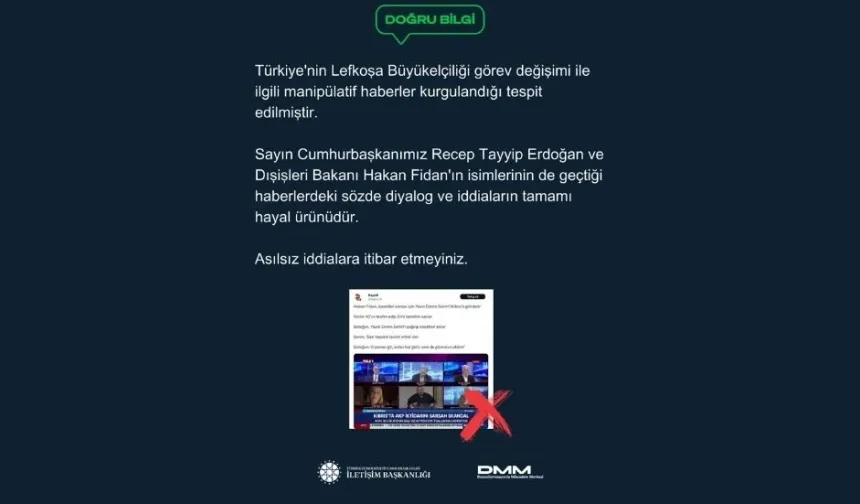 Dezenformasyonla Mücadele Merkezi: Türkiye’nin Lefkoşa Büyükelçiliği ile ilgili iddialar asılsızdır